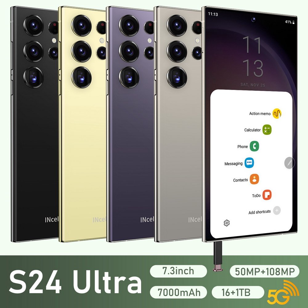 2024 New HD Hot Selling 5G Smart Phone Built-in S Pen Facial Recognition Fingerprints Unlocking Mobile Phone